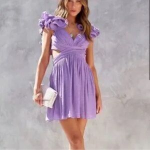 DO+BE Lavender Ruffle-Sleeve Mini Dress